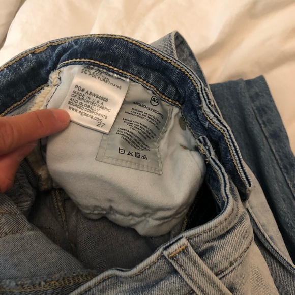 AG high rise slim flare crop distressed jeans - Picture 5 of 7